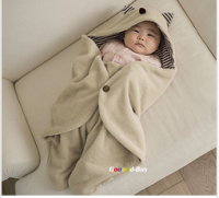 Estilo de bebé Swaddle Manta Sleeping Bag Wrap Capucha envolver lindo